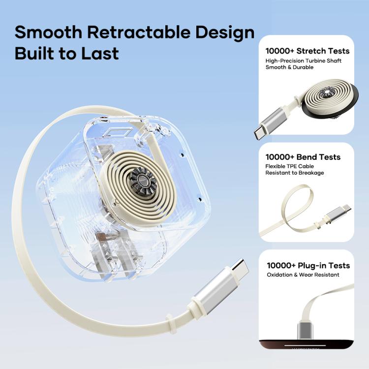 ROCK T90 PD35W Type-C Single Port GaN Wall Charger with Type-C Retractable Cable, EU Plug(Beige) - USB Charger by ROCK | Online Shopping UK | buy2fix