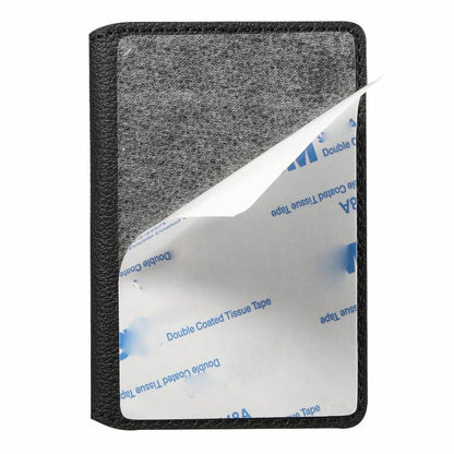 V02 Little Cow Texture Back-attached NN Card Bag(Black) - Adhesive Card Holders by buy2fix | Online Shopping UK | buy2fix