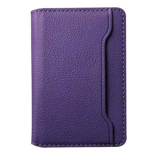 V02 Little Cow Texture Back-attached NN Card Bag(Purple) - Adhesive Card Holders by buy2fix | Online Shopping UK | buy2fix