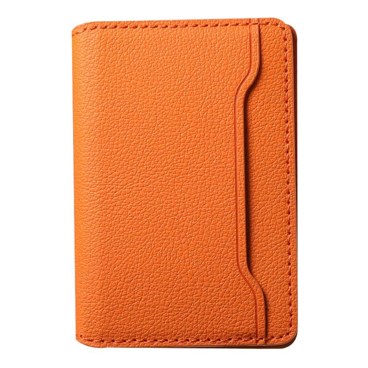 V02 Little Cow Texture Back-attached NN Card Bag(Orange) - Adhesive Card Holders by buy2fix | Online Shopping UK | buy2fix
