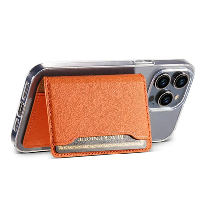 V02 Little Cow Texture Back-attached NN Card Bag(Orange) - Adhesive Card Holders by buy2fix | Online Shopping UK | buy2fix