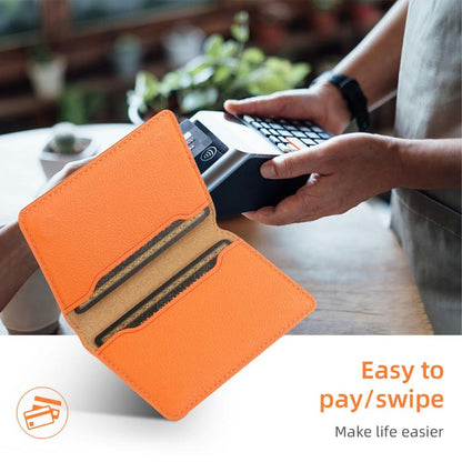 V02 Little Cow Texture Back-attached NN Card Bag(Orange) - Adhesive Card Holders by buy2fix | Online Shopping UK | buy2fix