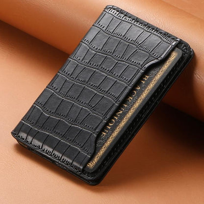 V03 Alligator Texture Back-attached NN Card Bag(Black) - Adhesive Card Holders by buy2fix | Online Shopping UK | buy2fix
