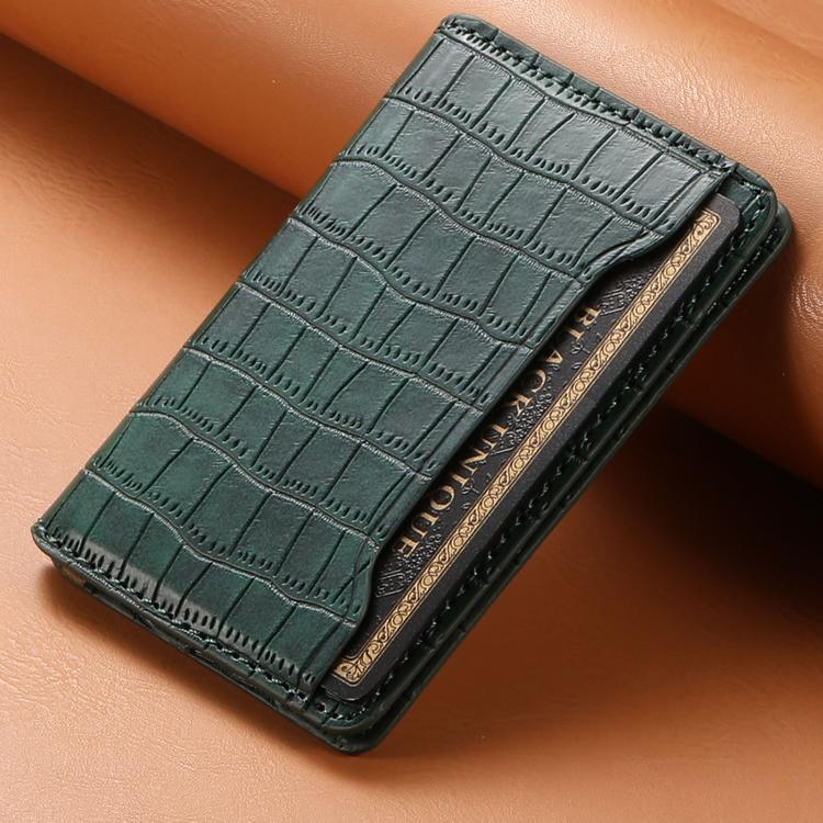 V03 Alligator Texture Back-attached NN Card Bag(Green) - Adhesive Card Holders by buy2fix | Online Shopping UK | buy2fix
