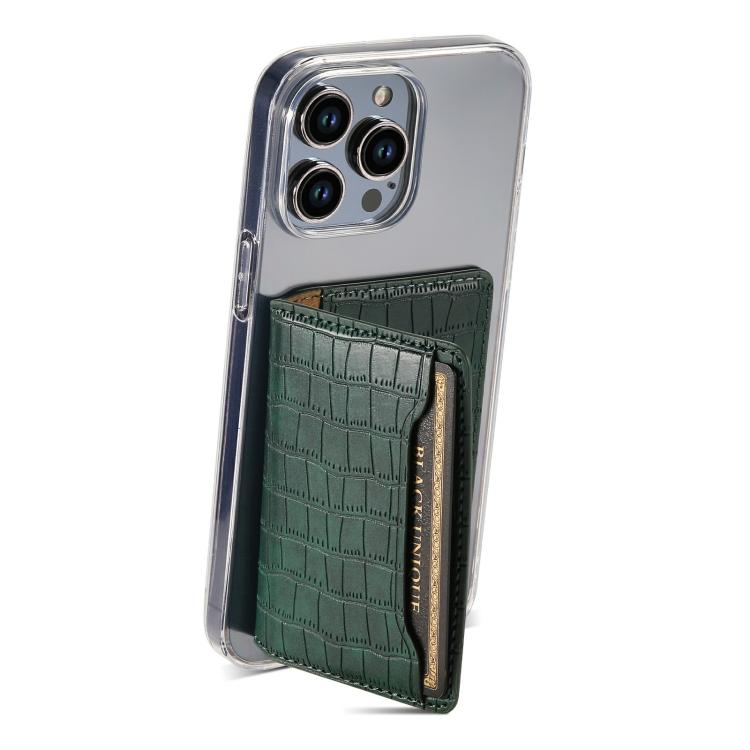V03 Alligator Texture Back-attached NN Card Bag(Green) - Adhesive Card Holders by buy2fix | Online Shopping UK | buy2fix