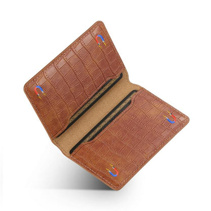 V03 Alligator Texture Back-attached NN Card Bag(Mocha Brown) - Adhesive Card Holders by buy2fix | Online Shopping UK | buy2fix