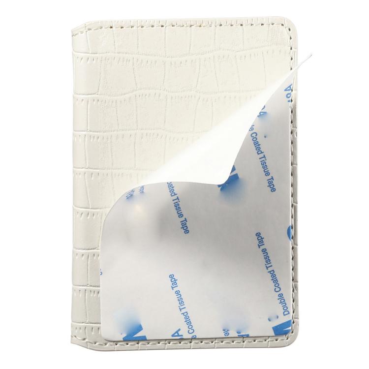 V03 Alligator Texture Back-attached NN Card Bag(Pearl White) - Adhesive Card Holders by buy2fix | Online Shopping UK | buy2fix