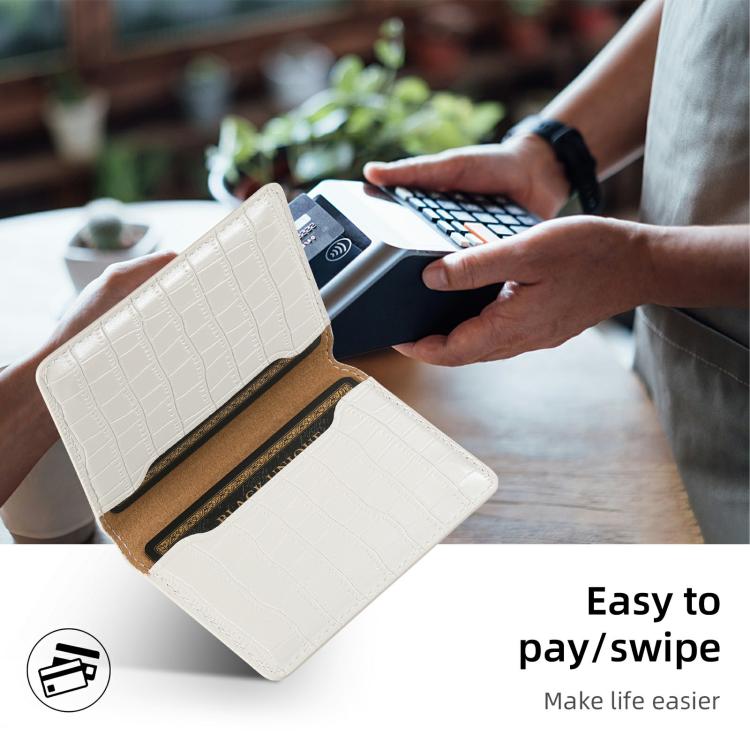 V03 Alligator Texture Back-attached NN Card Bag(Pearl White) - Adhesive Card Holders by buy2fix | Online Shopping UK | buy2fix