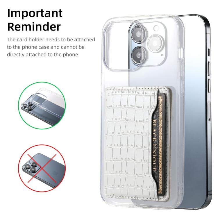 V03 Alligator Texture Back-attached NN Card Bag(Pearl White) - Adhesive Card Holders by buy2fix | Online Shopping UK | buy2fix