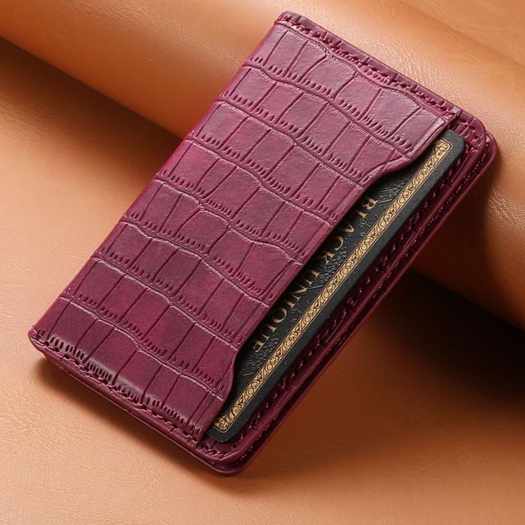 V03 Alligator Texture Back-attached NN Card Bag(Red) - Adhesive Card Holders by buy2fix | Online Shopping UK | buy2fix