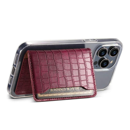 V03 Alligator Texture Back-attached NN Card Bag(Red) - Adhesive Card Holders by buy2fix | Online Shopping UK | buy2fix