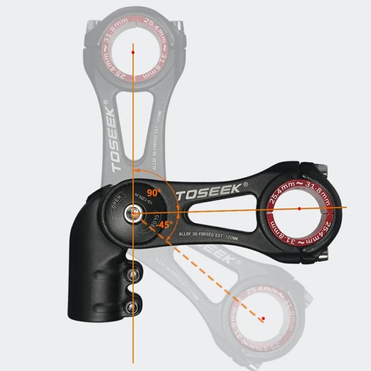 TOSEEK ST003 Aluminum Alloy Adjustable Angle Mountain Bike Stem, Specification:100mm - Bicycle Grips by TOSEEK | Online Shopping UK | buy2fix
