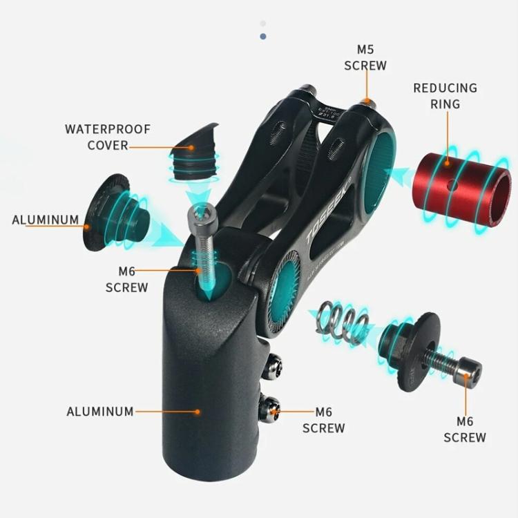 TOSEEK ST003 Aluminum Alloy Adjustable Angle Mountain Bike Stem, Specification:100mm - Bicycle Grips by TOSEEK | Online Shopping UK | buy2fix