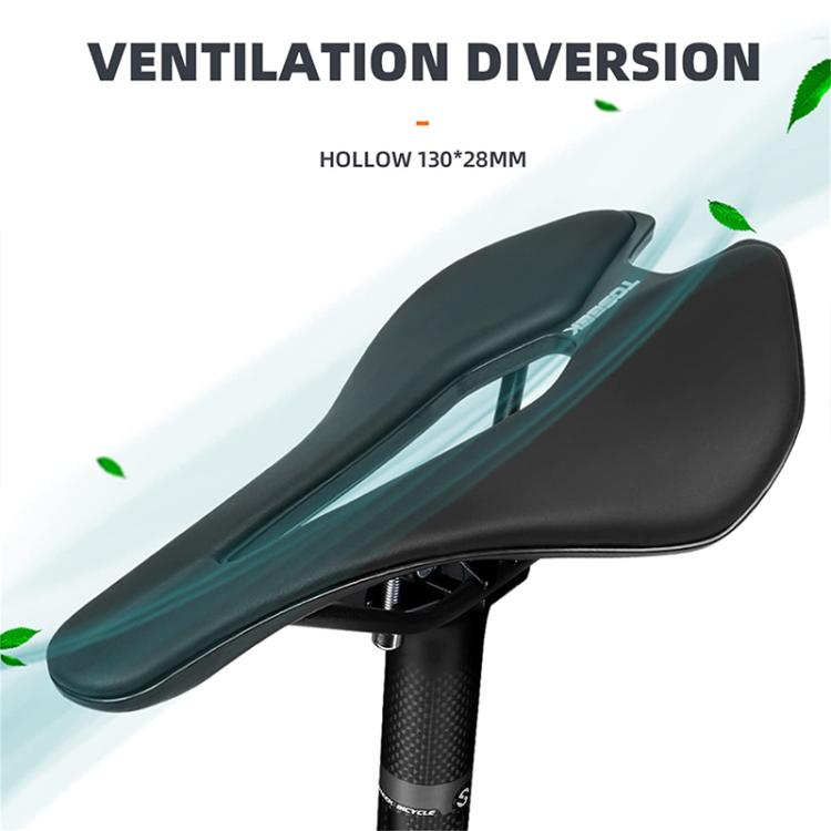 TOSEEK TS101 Road Mountain Bike Leather Saddle(Black) - Bicycle Saddle by TOSEEK | Online Shopping UK | buy2fix