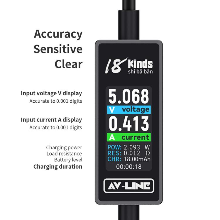 18 Kinds AV-Line 2.0 1.2m Intelligent Detection Charging Data Cable, Interface:USB to  8 Pin - Test Tools by buy2fix | Online Shopping UK | buy2fix