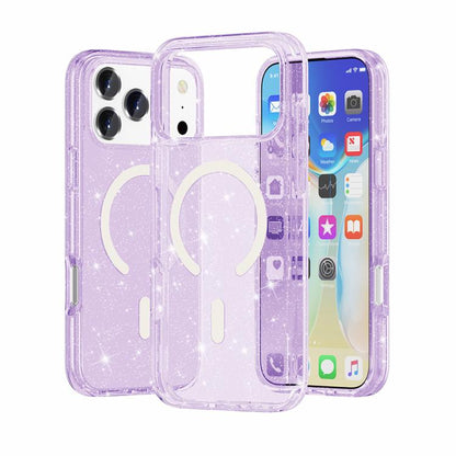 For iPhone 17 Pro Max Terminator Style Glitter Powder MagSafe Magnetic Phone Case(Purple) - iPhone 17 Pro Max Cases by buy2fix | Online Shopping UK | buy2fix
