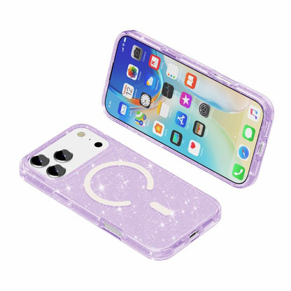 For iPhone 17 Pro Terminator Style Glitter Powder MagSafe Magnetic Phone Case(Purple) - iPhone 17 Pro Cases by buy2fix | Online Shopping UK | buy2fix