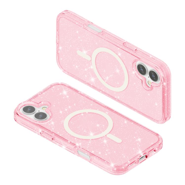 For iPhone 17 Terminator Style Glitter Powder MagSafe Magnetic Phone Case(Pink) - iPhone 17 Cases by buy2fix | Online Shopping UK | buy2fix
