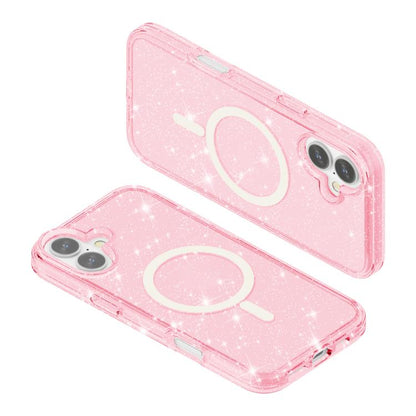For iPhone 17 Terminator Style Glitter Powder MagSafe Magnetic Phone Case(Pink) - iPhone 17 Cases by buy2fix | Online Shopping UK | buy2fix