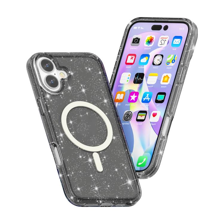 For iPhone 17 Terminator Style Glitter Powder MagSafe Magnetic Phone Case(Black) - iPhone 17 Cases by buy2fix | Online Shopping UK | buy2fix