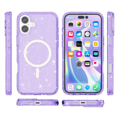 For iPhone 17 Terminator Style Glitter Powder MagSafe Magnetic Phone Case(Purple) - iPhone 17 Cases by buy2fix | Online Shopping UK | buy2fix