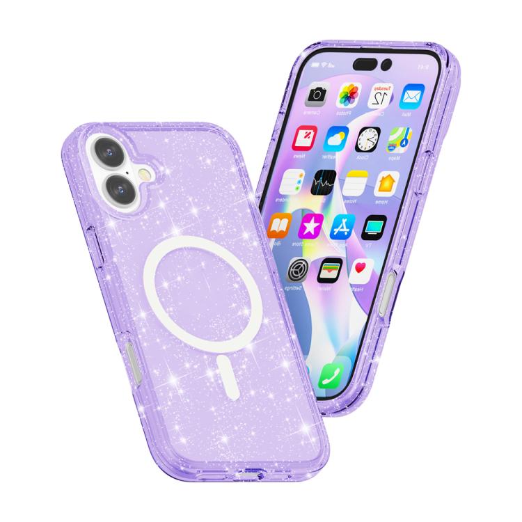 For iPhone 17 Terminator Style Glitter Powder MagSafe Magnetic Phone Case(Purple) - iPhone 17 Cases by buy2fix | Online Shopping UK | buy2fix