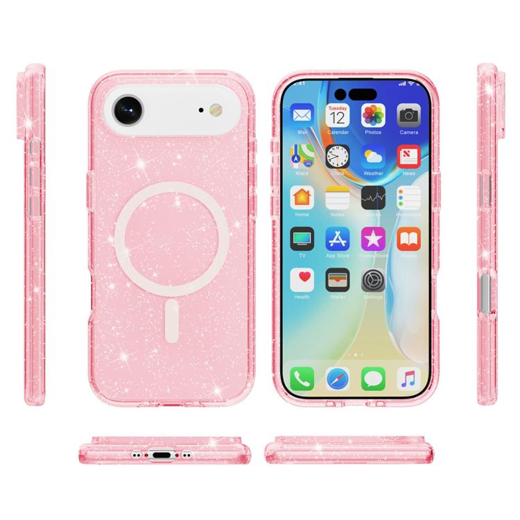 For iPhone Air Terminator Style Glitter Powder MagSafe Magnetic Phone Case(Pink) - iPhone Air Cases by buy2fix | Online Shopping UK | buy2fix