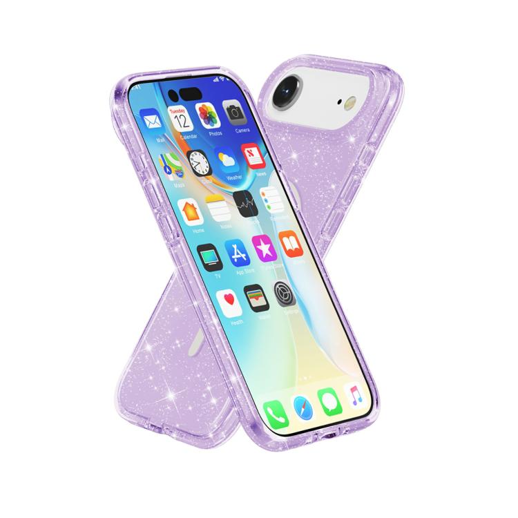 For iPhone Air Terminator Style Glitter Powder MagSafe Magnetic Phone Case(Purple) - iPhone Air Cases by buy2fix | Online Shopping UK | buy2fix