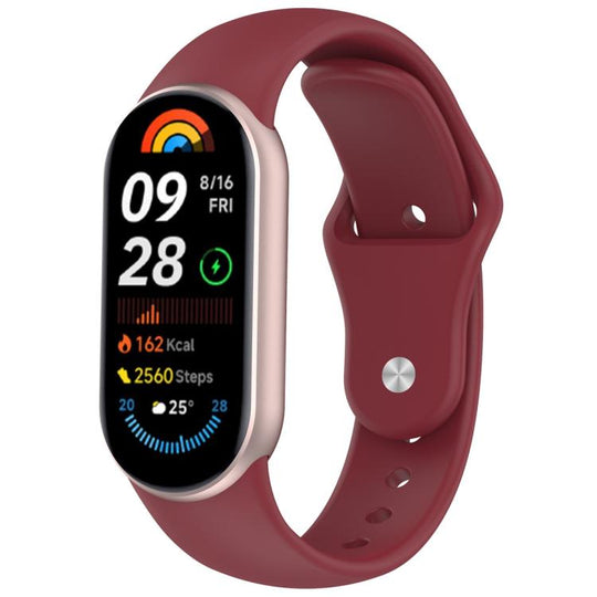 For Xiaomi Smart Band 11 / 10 / 9 / 8 Reverse Buckle Silicone Watch Band(Wine Red)