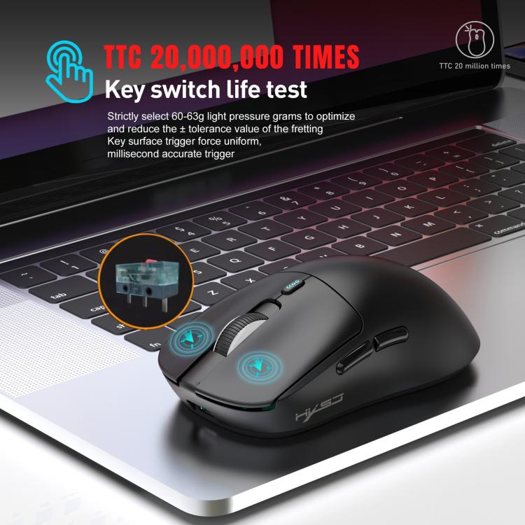 HXSJ T68 3 Modes Wired 2.4G BT5.1 Wireless Lightweight Gaming Mouse(Black) - Wireless Mice by HXSJ | Online Shopping UK | buy2fix