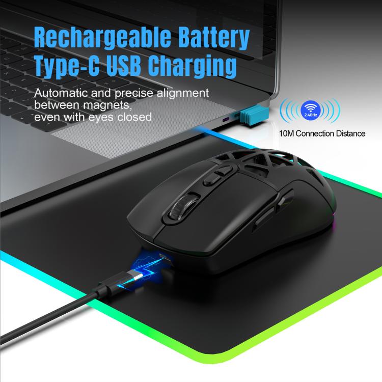 HXSJ T26 Dual Modes 2.4G BT5.1 Rechargeable Wireless Mouse(Black) - Wireless Mice by HXSJ | Online Shopping UK | buy2fix