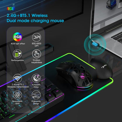 HXSJ T26 Dual Modes 2.4G BT5.1 Rechargeable Wireless Mouse(Black) - Wireless Mice by HXSJ | Online Shopping UK | buy2fix
