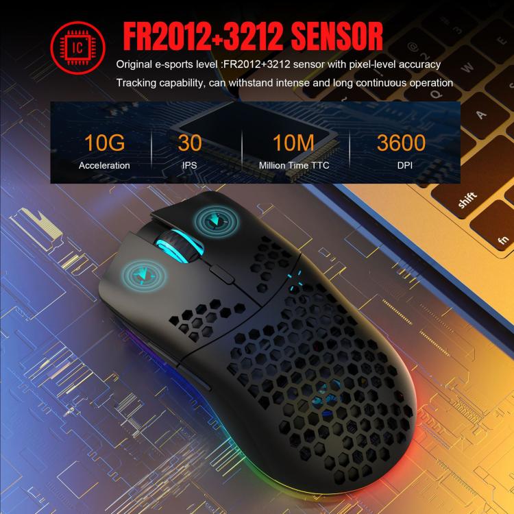 HXSJ T66 3 Modes Wired 2.4G BT5.3 Wireless RGB Rechargeable Mouse(White) - Wireless Mice by HXSJ | Online Shopping UK | buy2fix