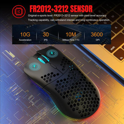 HXSJ T66 3 Modes Wired 2.4G BT5.3 Wireless RGB Rechargeable Mouse(White) - Wireless Mice by HXSJ | Online Shopping UK | buy2fix