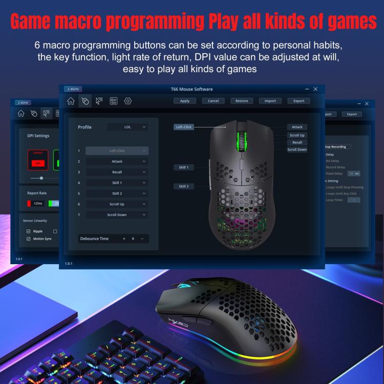 HXSJ T66 3 Modes Wired 2.4G BT5.3 Wireless RGB Rechargeable Mouse(White) - Wireless Mice by HXSJ | Online Shopping UK | buy2fix