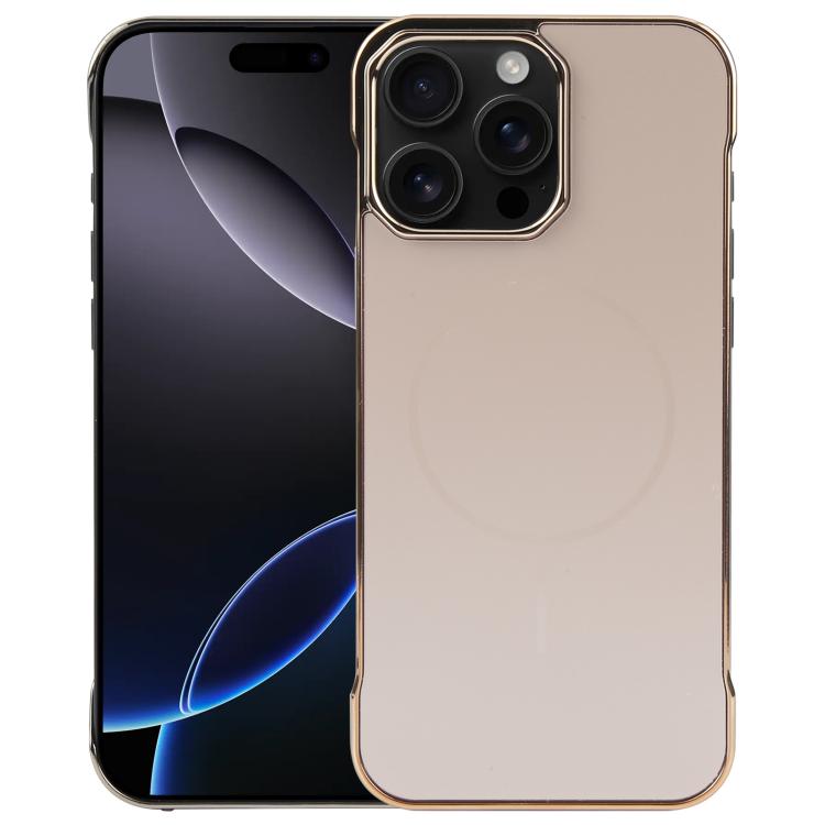 For iPhone 16 Pro Max Electroplating Frameless Frosted Anti-Glare PC MagSafe Phone Case(Desert Gold) - iPhone 16 Pro Max Cases by buy2fix | Online Shopping UK | buy2fix
