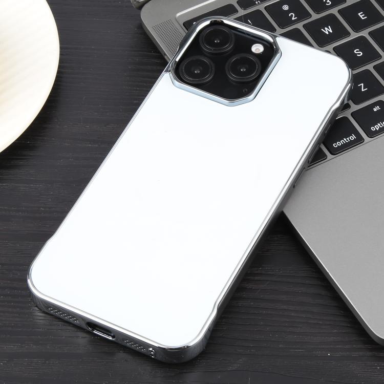 For iPhone 16 Pro Max Electroplating Frameless Frosted Anti-Glare PC MagSafe Phone Case(Silver White) - iPhone 16 Pro Max Cases by buy2fix | Online Shopping UK | buy2fix