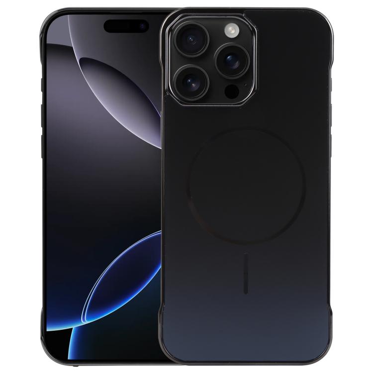 For iPhone 16 Pro Electroplating Frameless Frosted Anti-Glare PC MagSafe Phone Case(Black) - iPhone 16 Pro Cases by buy2fix | Online Shopping UK | buy2fix