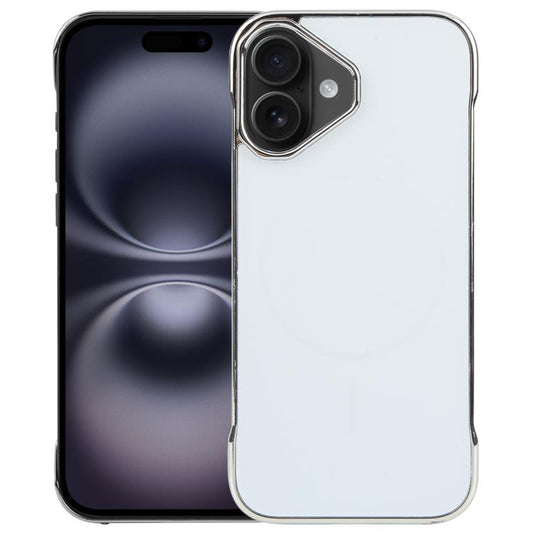 For iPhone 16 Plus Electroplating Frameless Frosted Anti-Glare PC MagSafe Phone Case(Silver White) - iPhone 16 Plus Cases by buy2fix | Online Shopping UK | buy2fix