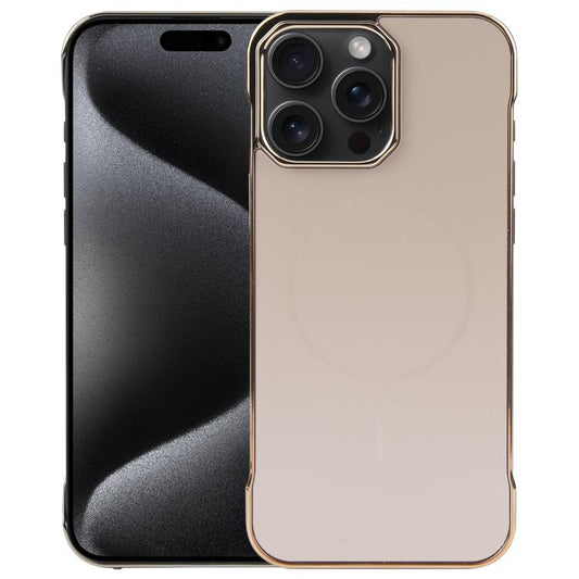 For iPhone 15 Pro Max Electroplating Frameless Frosted Anti-Glare PC MagSafe Phone Case(Desert Gold) - iPhone 15 Pro Max Cases by buy2fix | Online Shopping UK | buy2fix