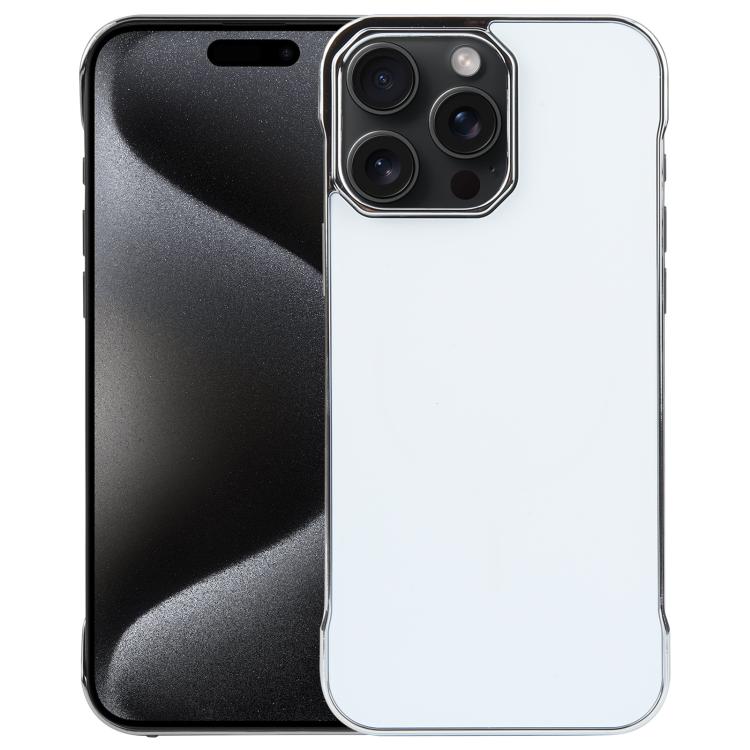 For iPhone 15 Pro Max Electroplating Frameless Frosted Anti-Glare PC MagSafe Phone Case(Silver White) - iPhone 15 Pro Max Cases by buy2fix | Online Shopping UK | buy2fix