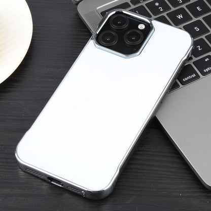 For iPhone 15 Pro Max Electroplating Frameless Frosted Anti-Glare PC MagSafe Phone Case(Silver White) - iPhone 15 Pro Max Cases by buy2fix | Online Shopping UK | buy2fix