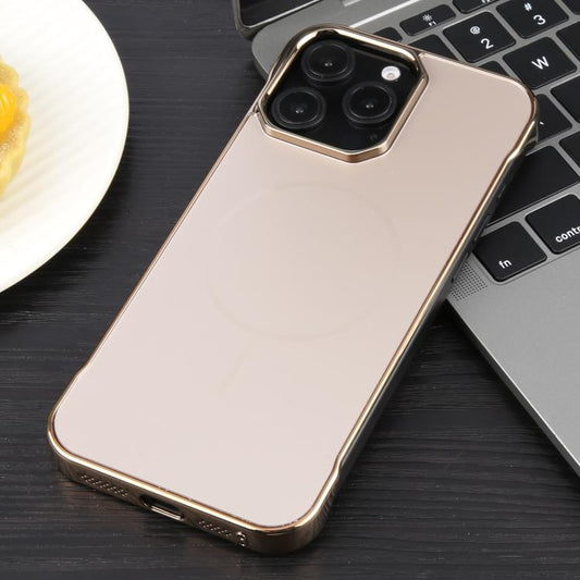 For iPhone 15 Pro Electroplating Frameless Frosted Anti-Glare PC MagSafe Phone Case(Desert Gold) - iPhone 15 Pro Cases by buy2fix | Online Shopping UK | buy2fix