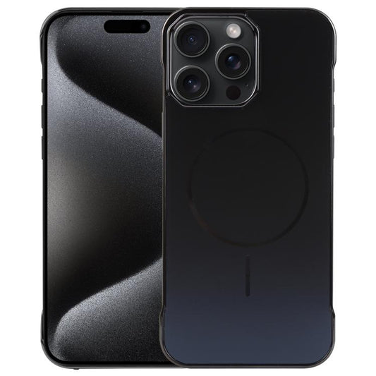 For iPhone 15 Pro Electroplating Frameless Frosted Anti-Glare PC MagSafe Phone Case(Black) - iPhone 15 Pro Cases by buy2fix | Online Shopping UK | buy2fix