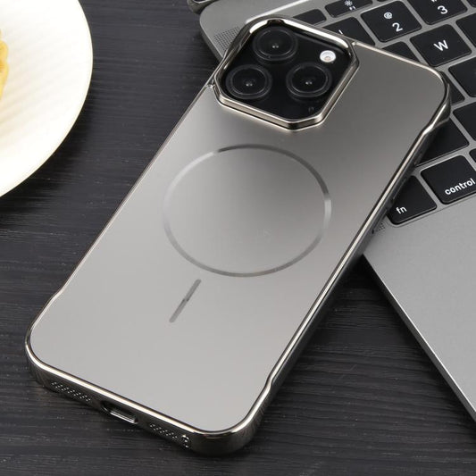 For iPhone 15 Pro Electroplating Frameless Frosted Anti-Glare PC MagSafe Phone Case(Titanium Gray) - iPhone 15 Pro Cases by buy2fix | Online Shopping UK | buy2fix