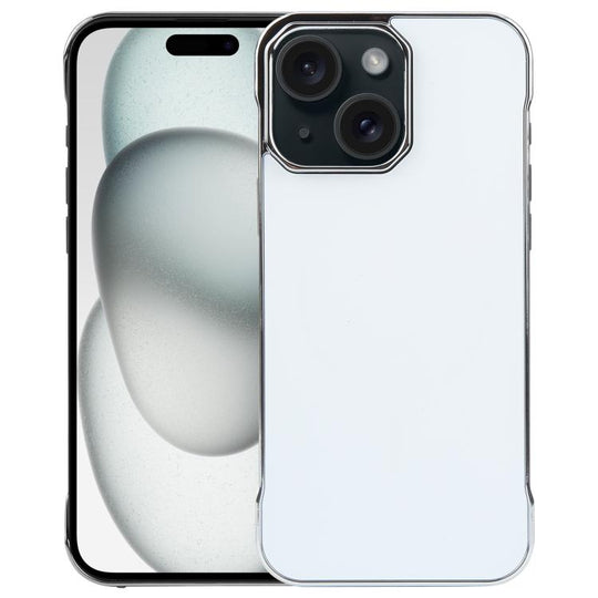 For iPhone 15 Plus / 14 Plus Electroplating Frameless Frosted Anti-Glare PC MagSafe Phone Case(Silver White)