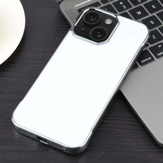 For iPhone 15 Electroplating Frameless Frosted Anti-Glare PC MagSafe Phone Case(Silver White) - iPhone 15 Cases by buy2fix | Online Shopping UK | buy2fix