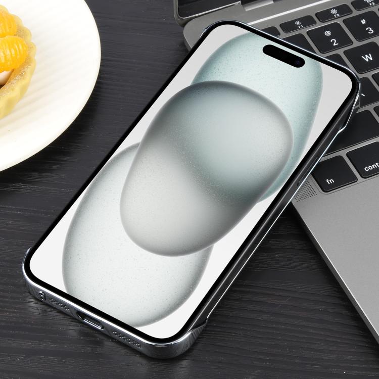 For iPhone 15 Electroplating Frameless Frosted Anti-Glare PC MagSafe Phone Case(Silver White) - iPhone 15 Cases by buy2fix | Online Shopping UK | buy2fix