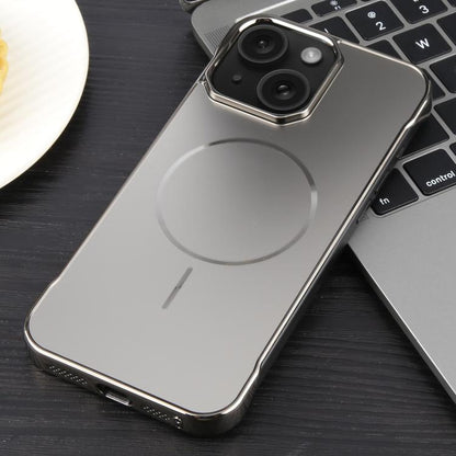 For iPhone 15 Electroplating Frameless Frosted Anti-Glare PC MagSafe Phone Case(Titanium Gray) - iPhone 15 Cases by buy2fix | Online Shopping UK | buy2fix
