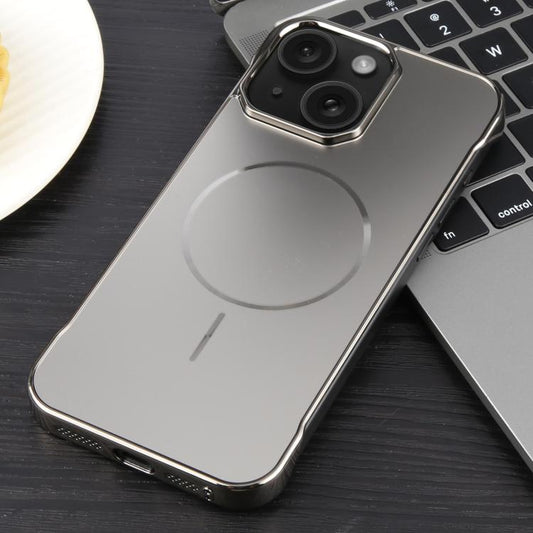 For iPhone 15 Electroplating Frameless Frosted Anti-Glare PC MagSafe Phone Case(Titanium Gray) - iPhone 15 Cases by buy2fix | Online Shopping UK | buy2fix